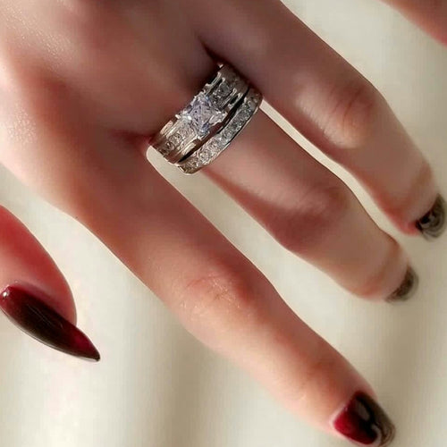 TIERA Sterling silver ring set