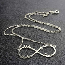 Load image into Gallery viewer, Personalised Infinity 3 Or 4 name sterling silver necklace