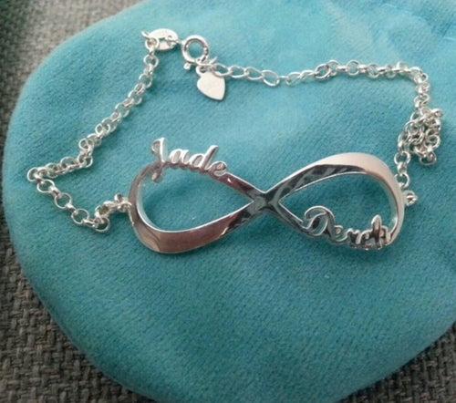 Personalised Sterling silver infinity name bracelet