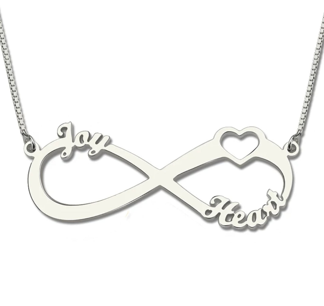 Personalised Sterling silver infinity name necklace